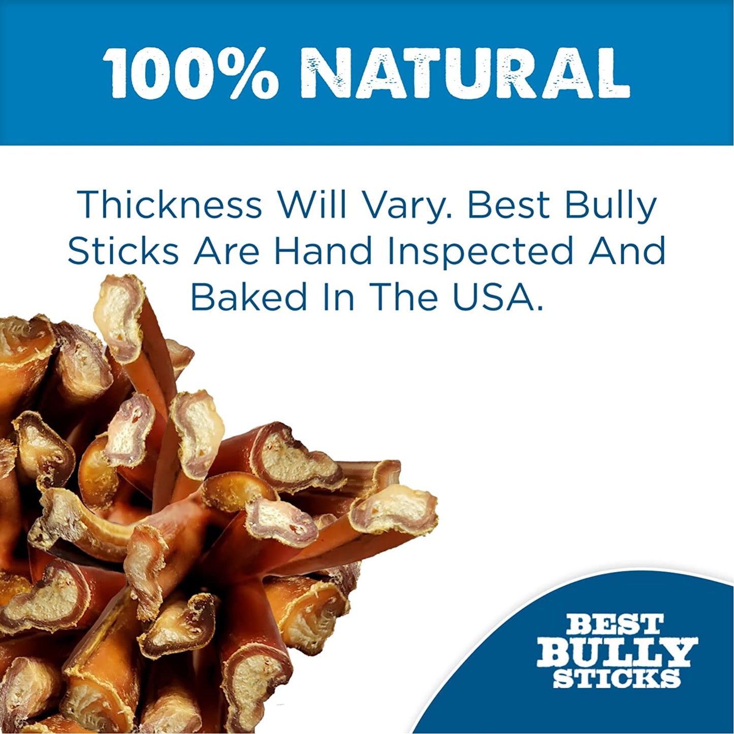 4 Inch All-Natural Bully Sticks for Dogs - 4” Fully Digestible, 100% Grass-Fed Beef, Grain and Rawhide Free | 8 Oz