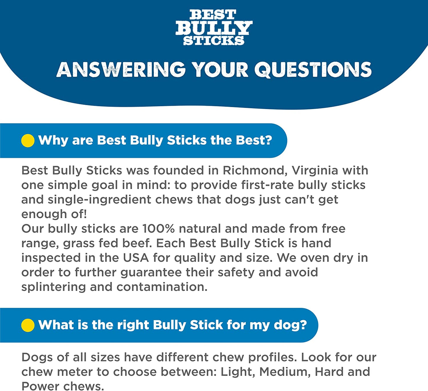 4 Inch All-Natural Bully Sticks for Dogs - 4” Fully Digestible, 100% Grass-Fed Beef, Grain and Rawhide Free | 8 Oz