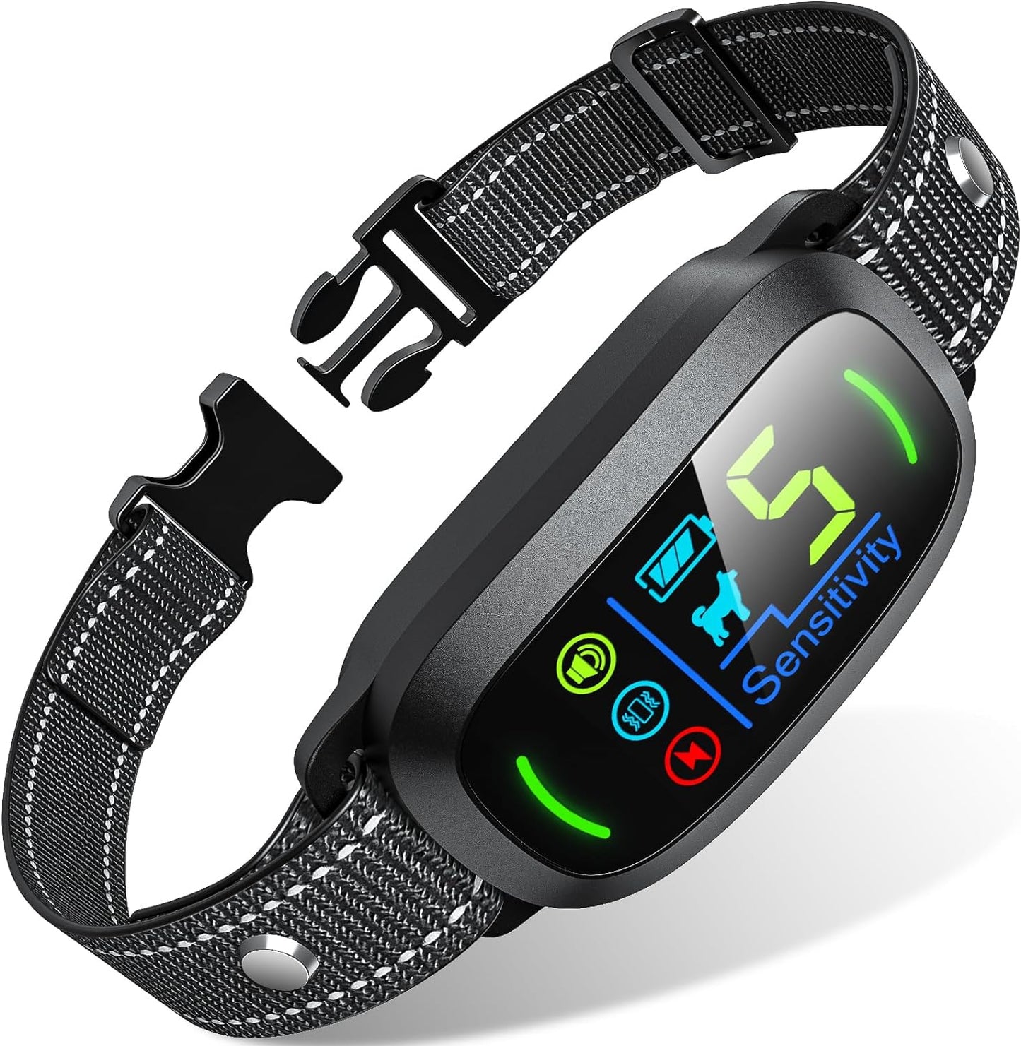 Dog Bark Collar, Rechargeable Smart Collar, anti Barking Training Collar with 5 Adjustable Sensitivity Beep Vibration Shock, for Large Medium Small Dogs (Black)