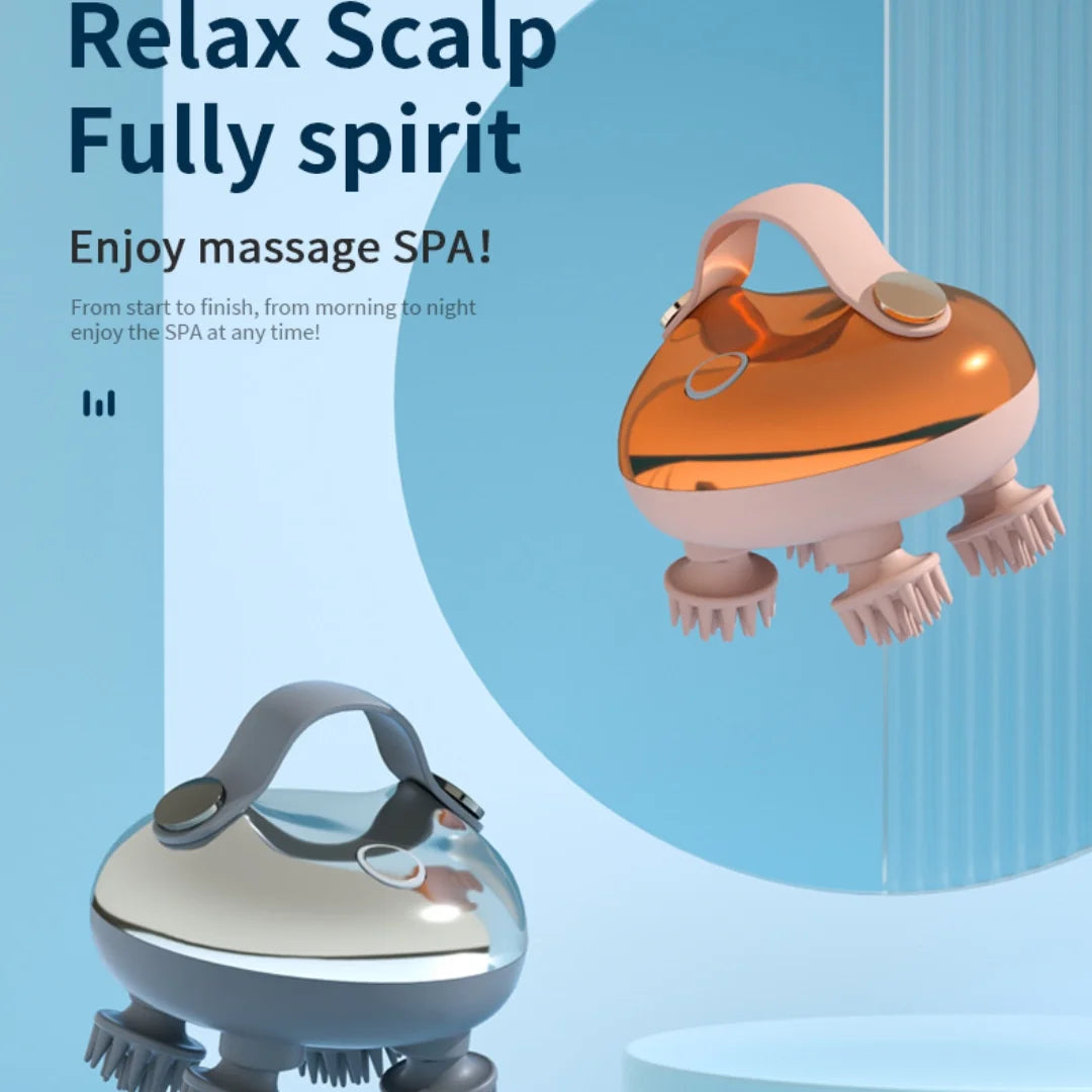 Electric Scalp Massager Rechargeable Head Massager Scalp Stress Relax with 8 Removable Massage Claws Cat Massager(Silver)