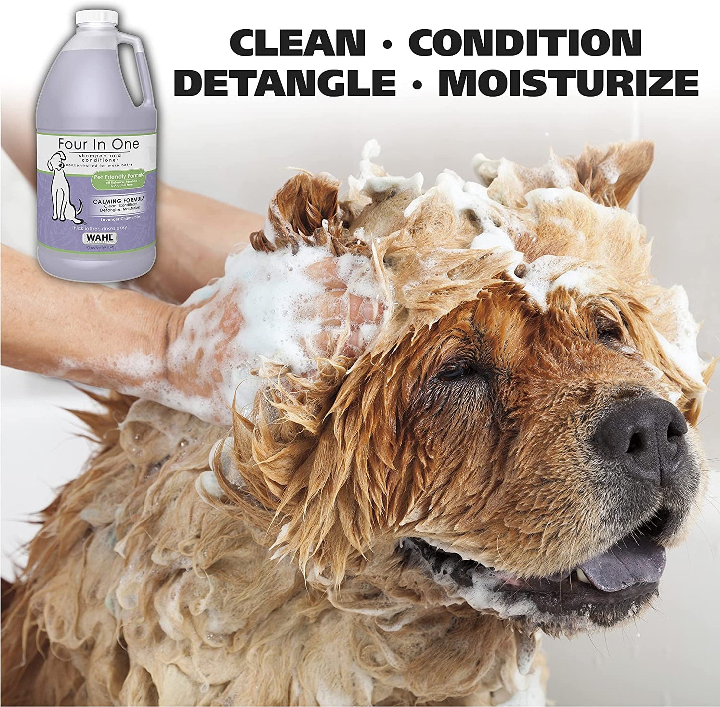 USA 4-In-1 Calming Pet Shampoo for Dogs – Cleans, Conditions, Detangles, & Moisturizes with Lavender Chamomile - Pet Friendly Formula – 64 Oz - Model 821000-050