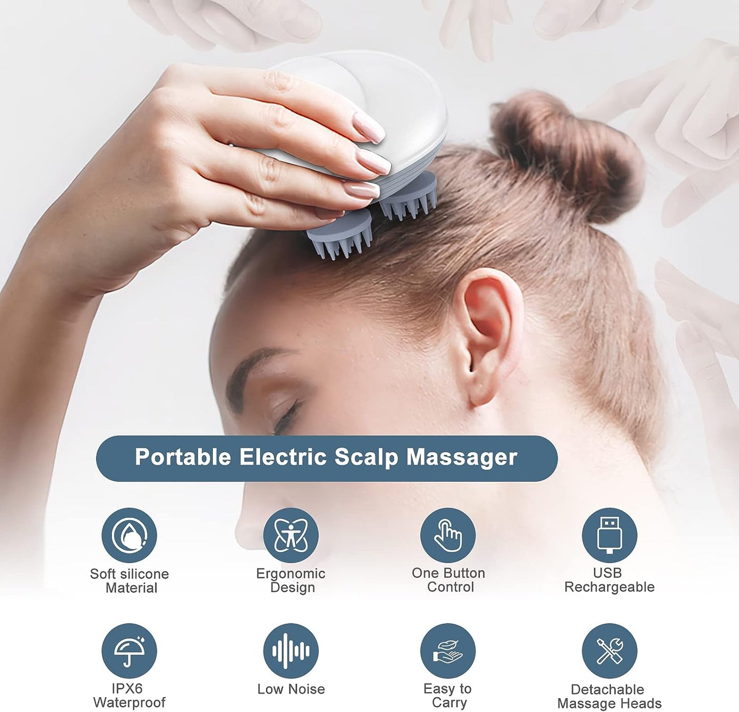 Upgraded Handheld Pet Massager for Dogs and Cats, Electric Cat Massager Dog Massager, with 4 Rotatable Massage Heads, Three Modes, for Relieving Tight Stiffness Muscles, Promote Bonding