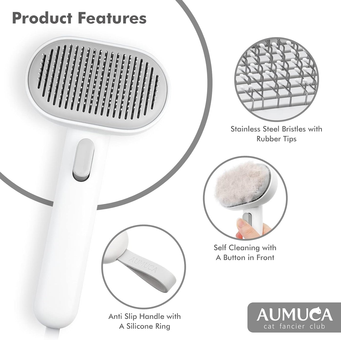 Cat Brush with Release Button, Cat Brushes for Indoor Cats Shedding, Cat Brush for Long or Short Haired Cats, Cat Grooming Brush Cat Comb for Kitten Rabbit Massage Removes Loose Fur
