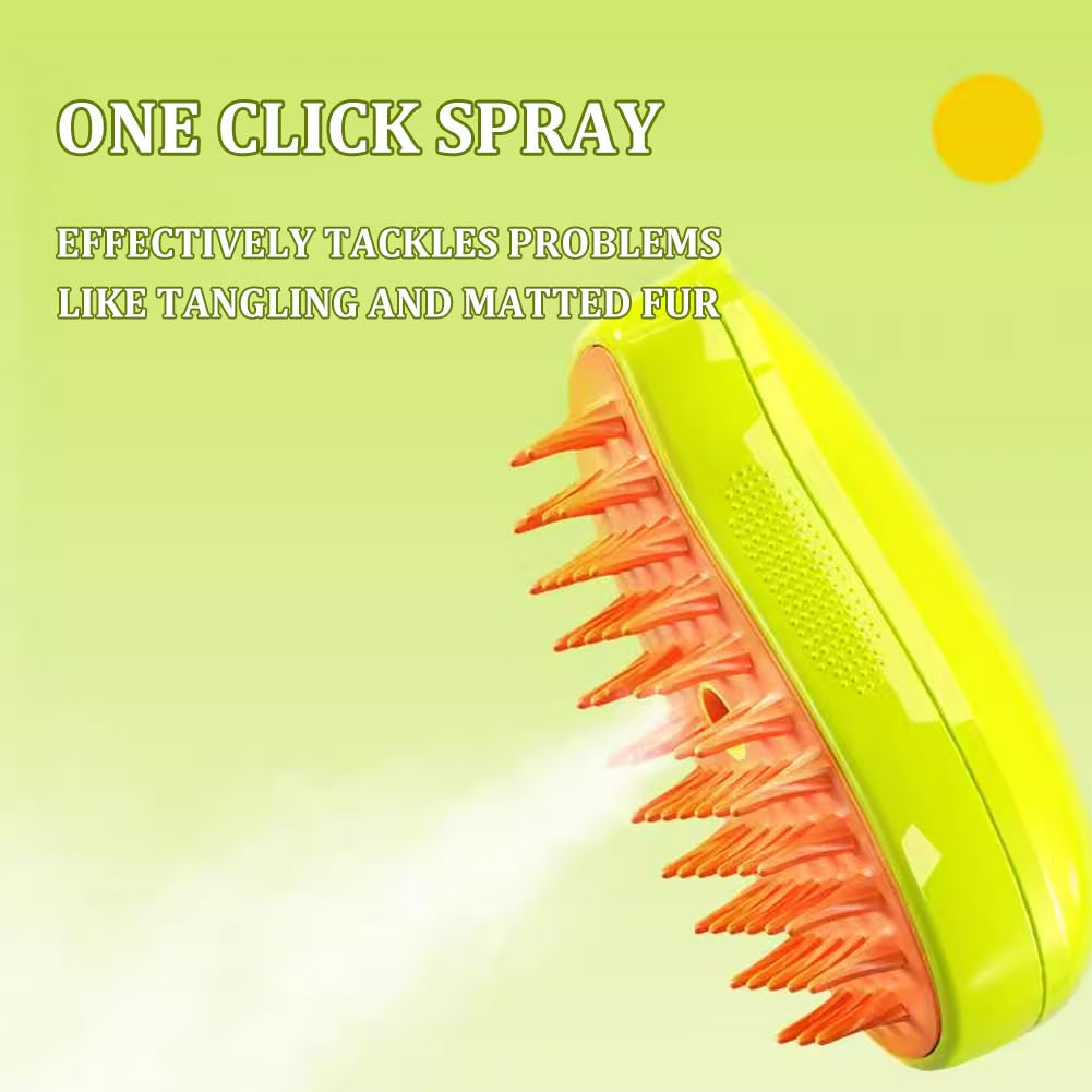 Steamy Cat Brush - 3 In1 Cat Steamy Brush, Self Cleaning Steam Cat Brush, Cat Steamer Brush for Massage, Cat Hair Brush for Removing Tangled and Loosse Hair