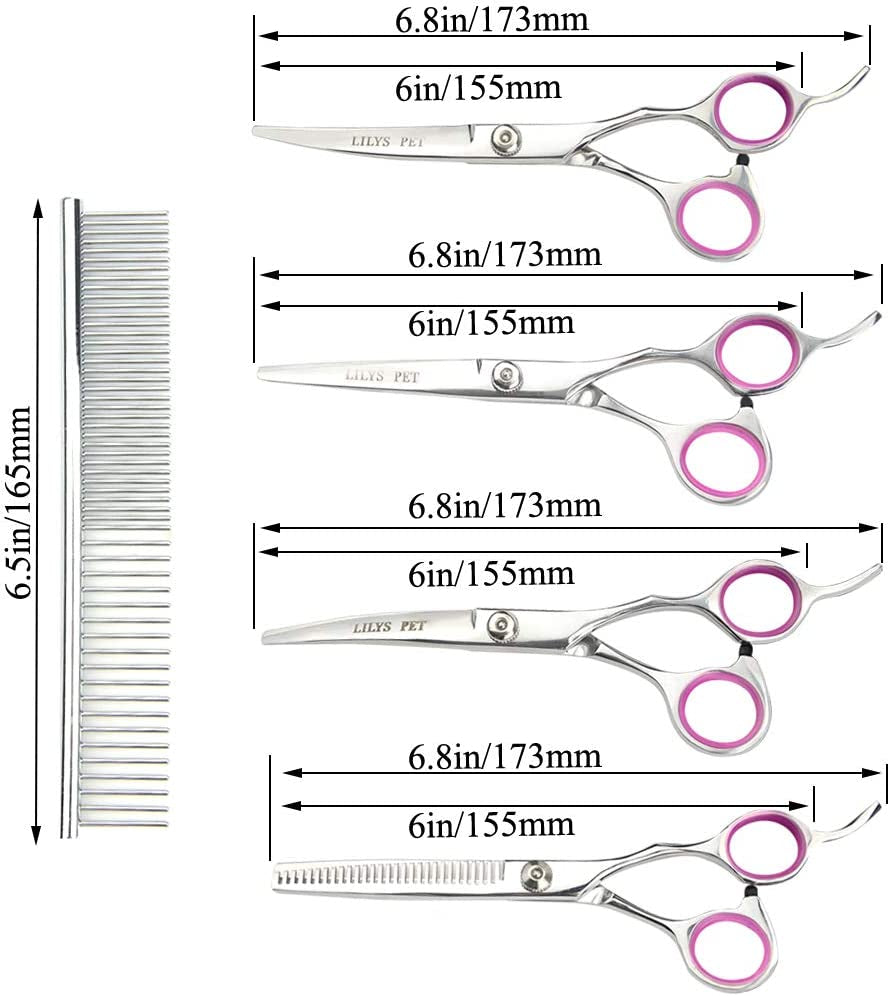 Professional PET DOG Grooming Scissors Suit,Cutting&Curved&Thinning Shears (6.0")