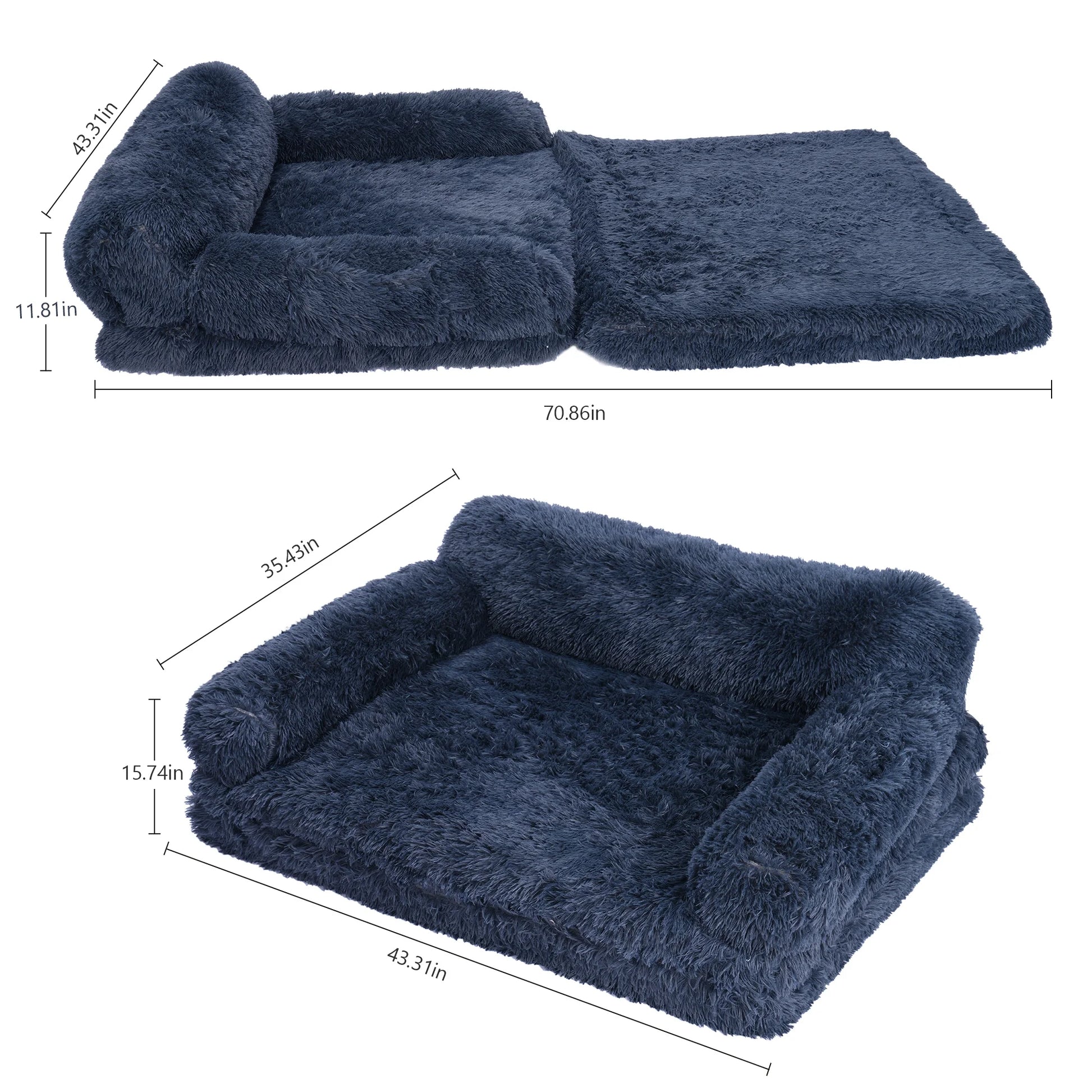 Foldable Human Dog Bed for Adult, Orthopedic Memory Foam Dog Bed for Humans, Waterproof Human Dog Bed for People, Faux Fur Human Sized Dog Bed,Black