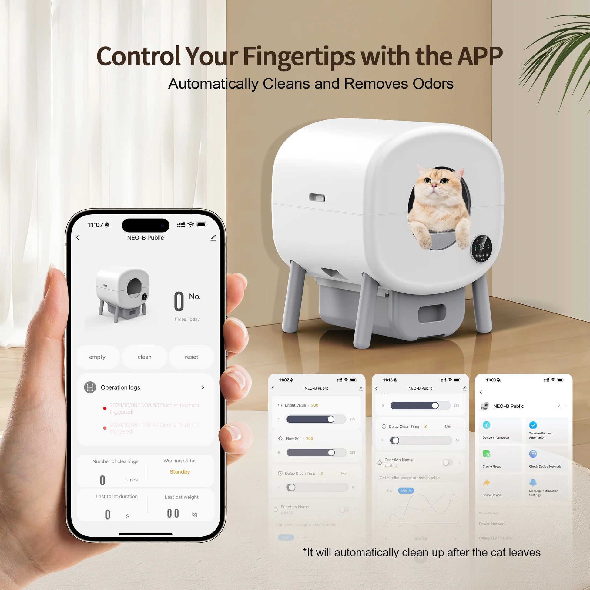 Self Cleaning Cat Litter Box Smart Automatic Litter Box with App Control, White