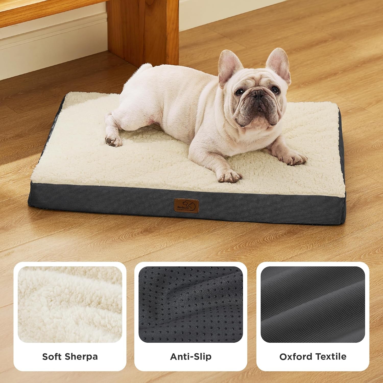 Dog Bed Medium Size Dog - Orthopedic Flat Puppy Beds with Removable Washable Cover, Egg Crate Foam Pet Mat, Suitable for Pet up to 35 Lbs