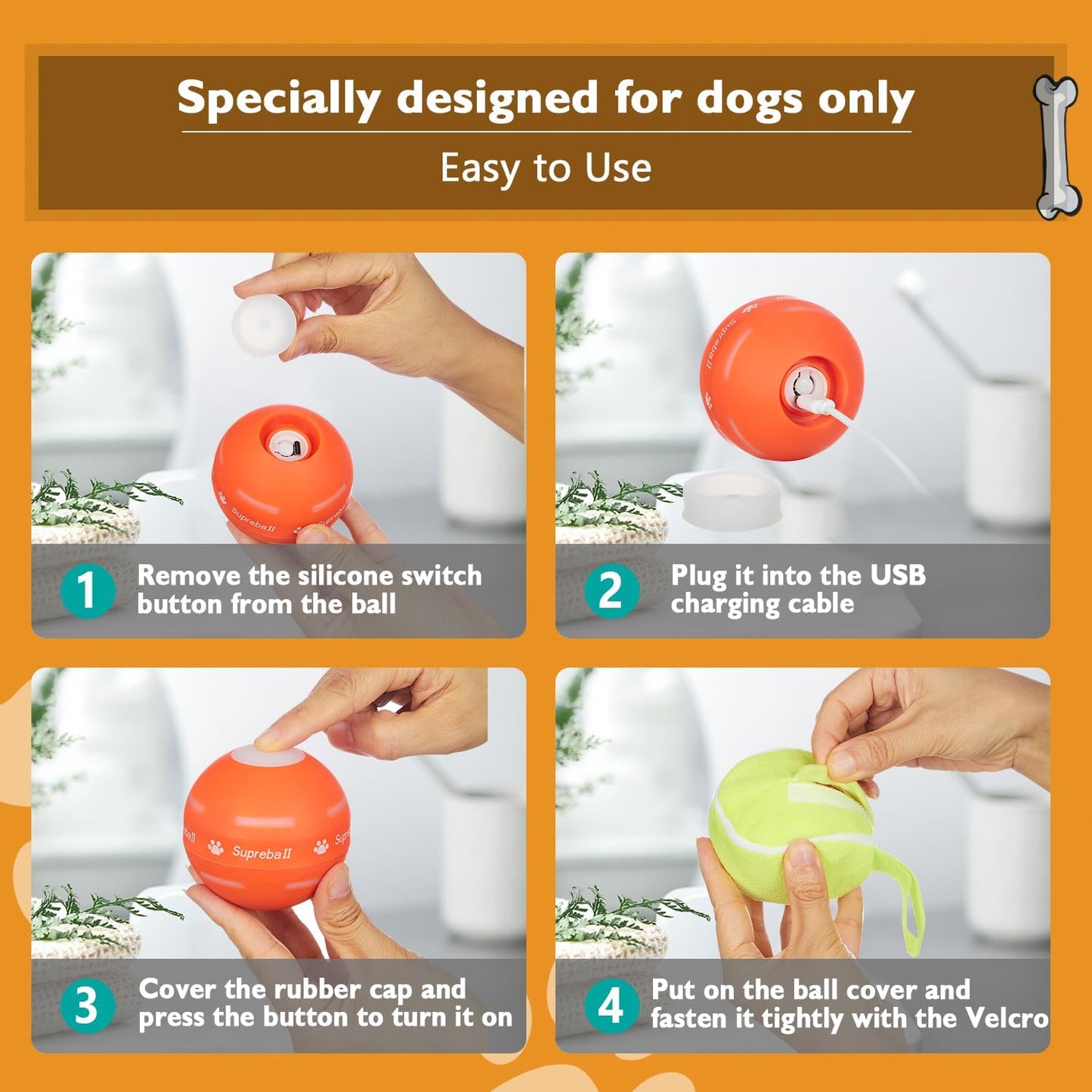 Interactive Dog Toys Dog Ball,[2023 Newly Upgraded] Durable Motion Activated Automatic Rolling Ball Toys for Puppy/Small/Medium/Large Dogs,Usb Rechargeable