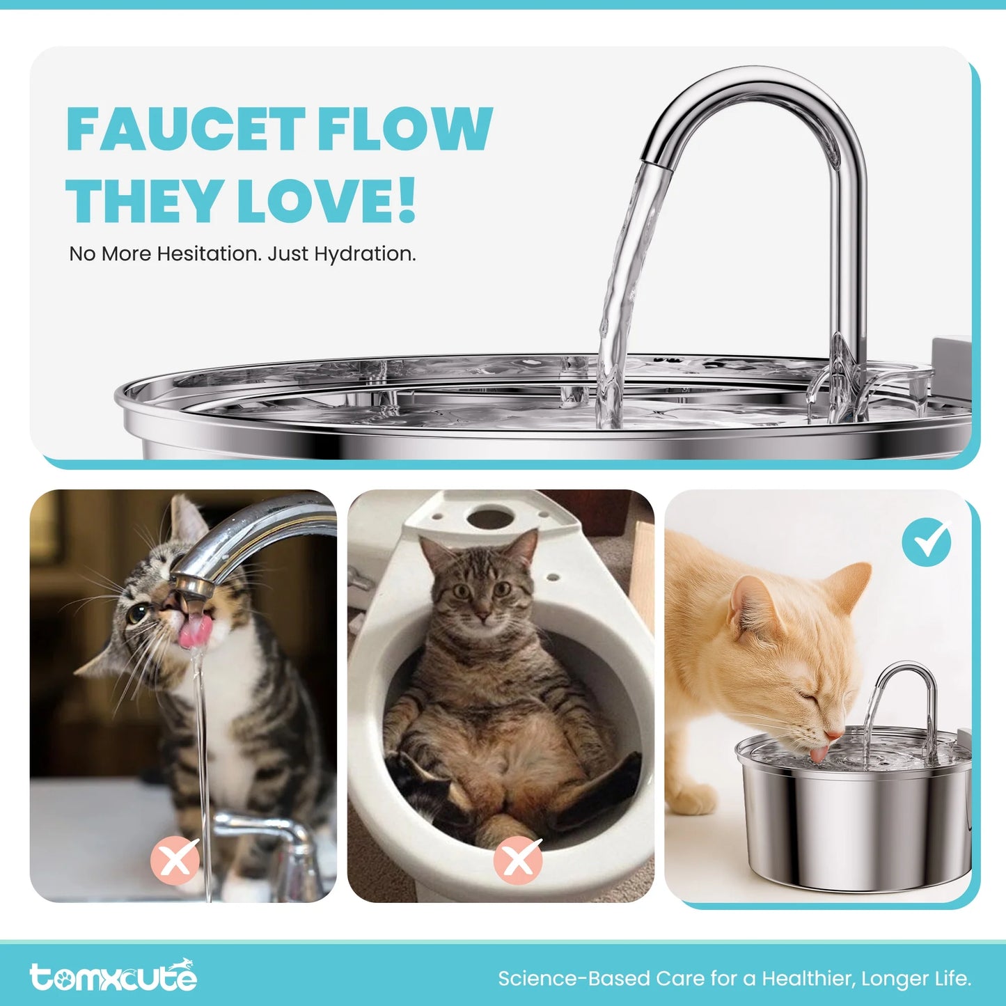 3.2L/108Oz Cat Water Fountain Premium Stainless Steel with 3 Filters, Automatic Pet Fountain Dispenser for Cats Dogs, with Ultra-Quiet Pump