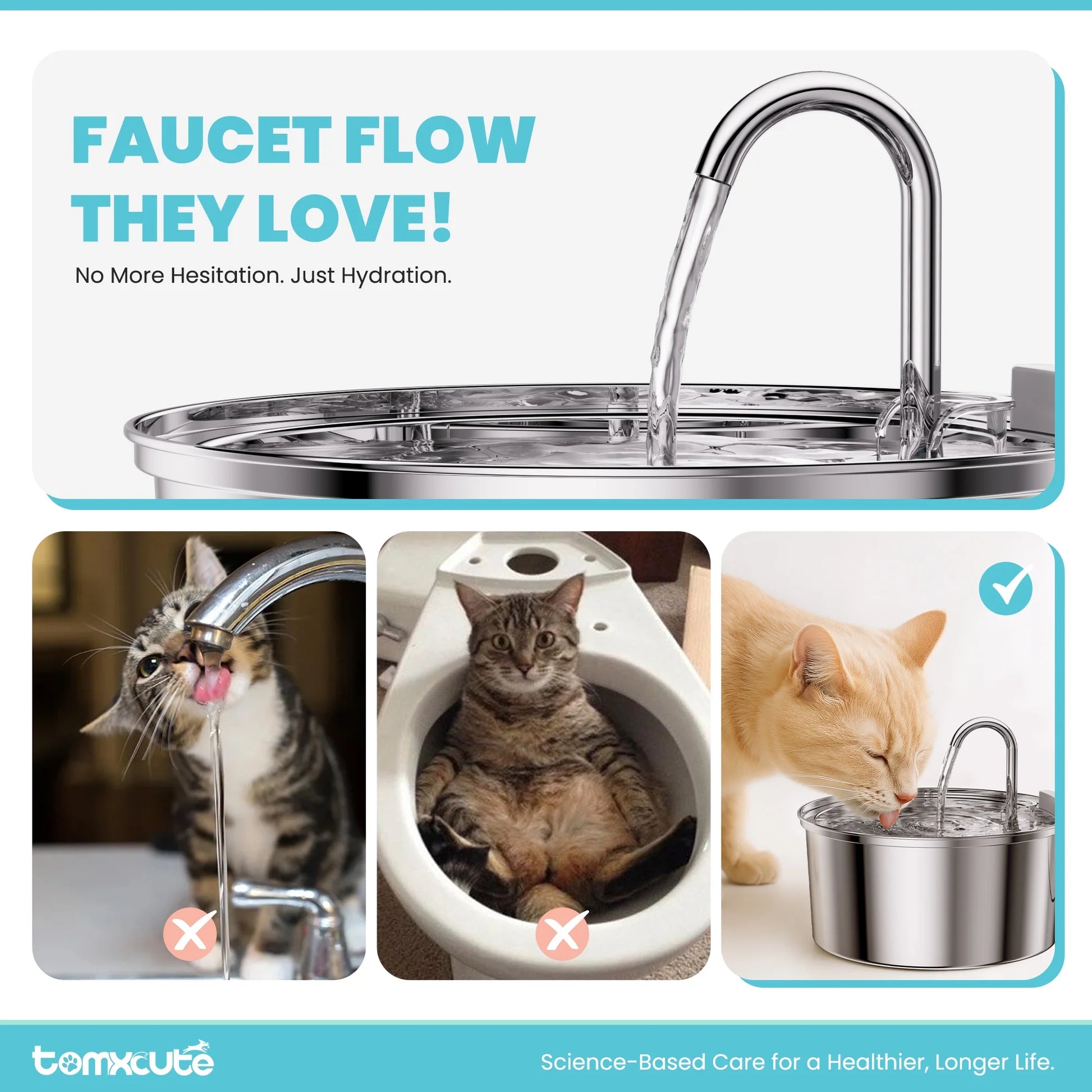 3.2L/108Oz Cat Water Fountain Premium Stainless Steel with 3 Filters, Automatic Pet Fountain Dispenser for Cats Dogs, with Ultra-Quiet Pump