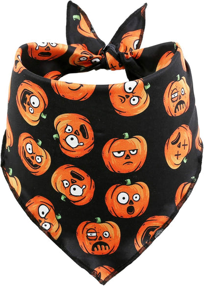 2 Pack Halloween Bandana for Dogs,Triangle Bibs Pet Scarf for Dogs