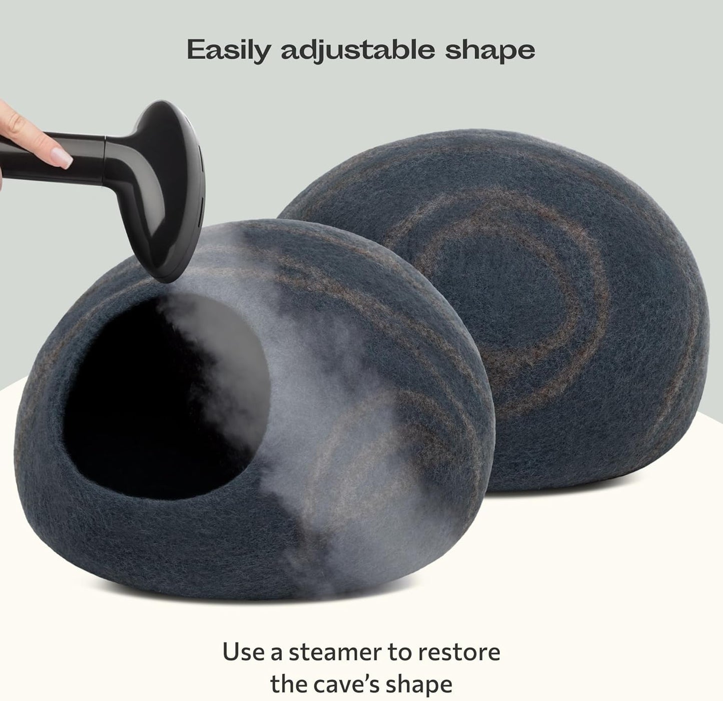 Premium Felt Cat Bed Cave - Handmade 100% Merino Wool Bed for Cats and Kittens (Large, Slate Grey)