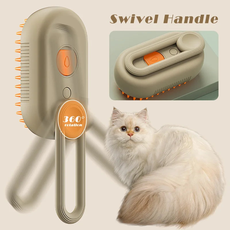 3-in-1 Pet Grooming Steam Brush for Cats and Dogs