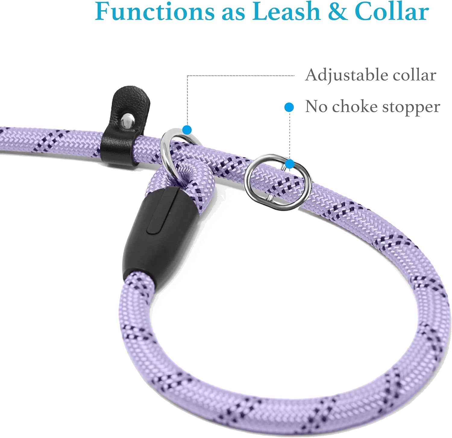 Durable Slip Lead Dog Leash with Padded Handle and Highly Reflective Threads, No Pull Dog Training Leash, (1/2" X 6 FT, Lavender)