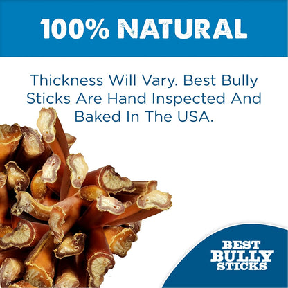 4 Inch All-Natural Bully Sticks for Dogs - 4” Fully Digestible, 100% Grass-Fed Beef, Grain and Rawhide Free | 8 Oz
