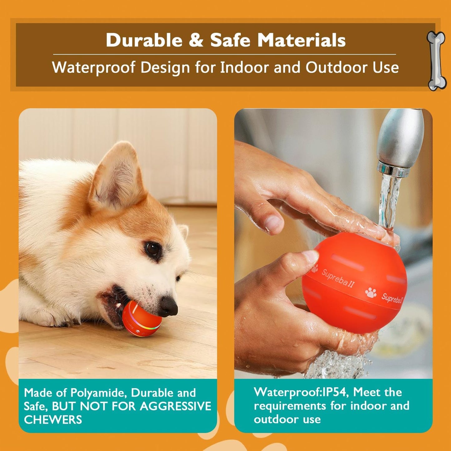 Interactive Dog Toys Dog Ball,[2023 Newly Upgraded] Durable Motion Activated Automatic Rolling Ball Toys for Puppy/Small/Medium/Large Dogs,Usb Rechargeable