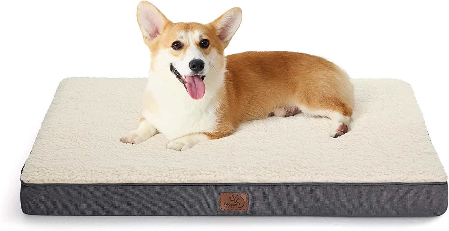 Dog Bed Medium Size Dog - Orthopedic Flat Puppy Beds with Removable Washable Cover, Egg Crate Foam Pet Mat, Suitable for Pet up to 35 Lbs