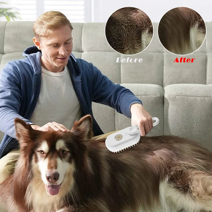 3-in-1 Pet Grooming Steam Brush for Cats and Dogs