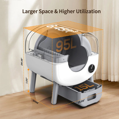 Self Cleaning Cat Litter Box Smart Automatic Litter Box with App Control, White