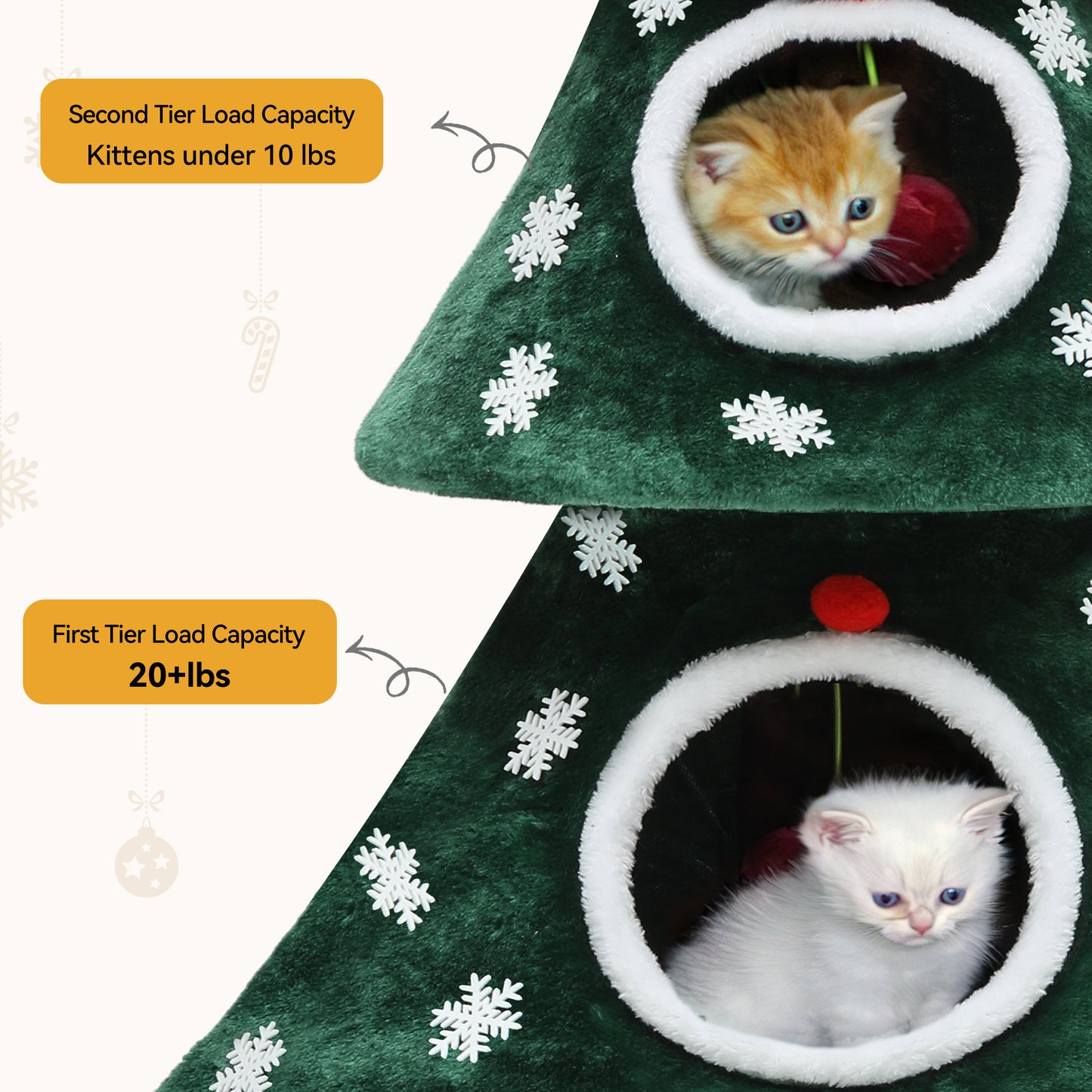 Christmas Cat Tree with Cat House Cat Tower for Indoor Cats with Cat Condos