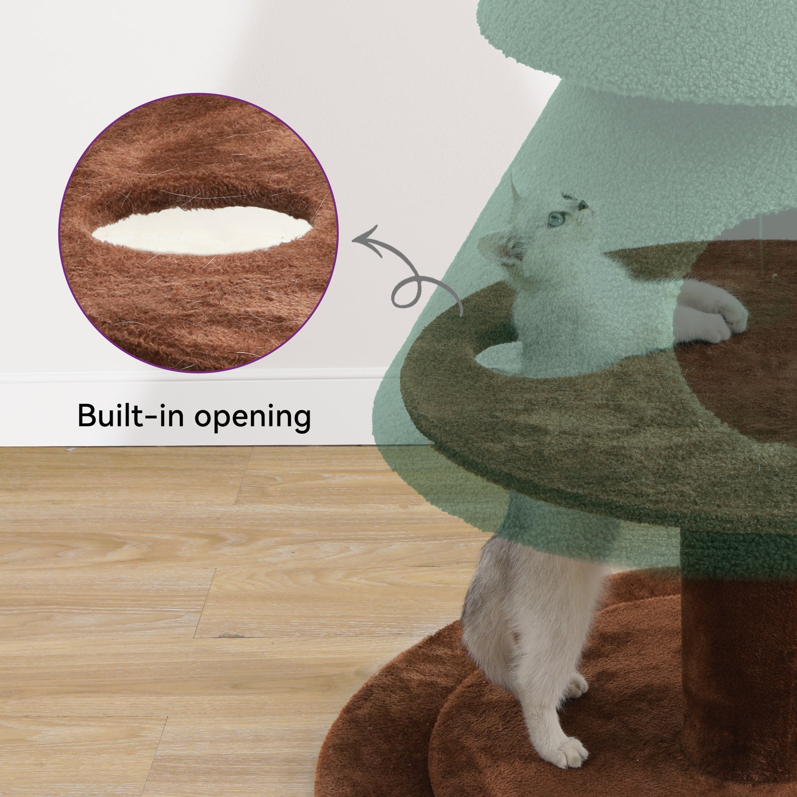 Christmas Cat Tree with Cat House Cat Tower for Indoor Cats with Cat Condos