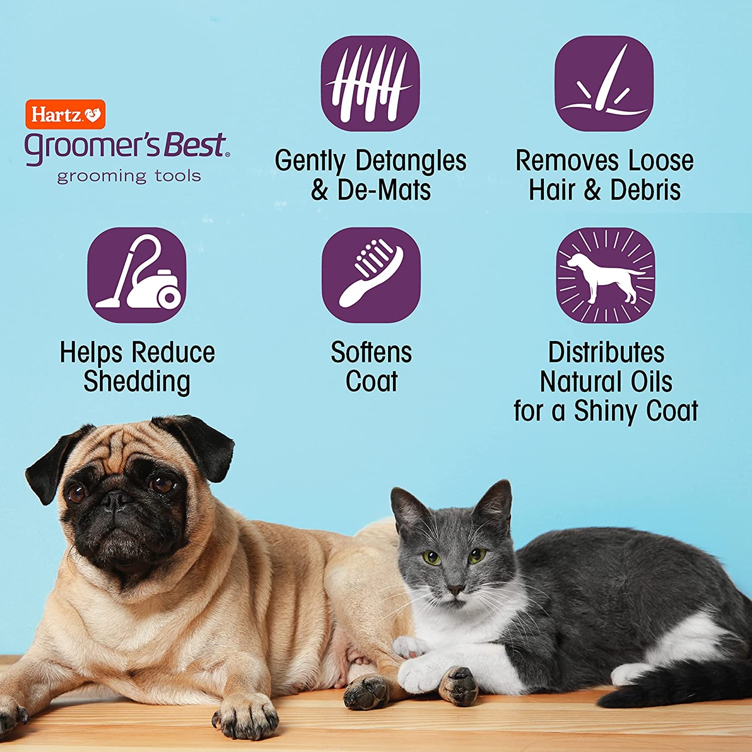 , Groomer'S Best Small Slicker Brush for Cats and Small Dogs, Black/Violet, 1 Count