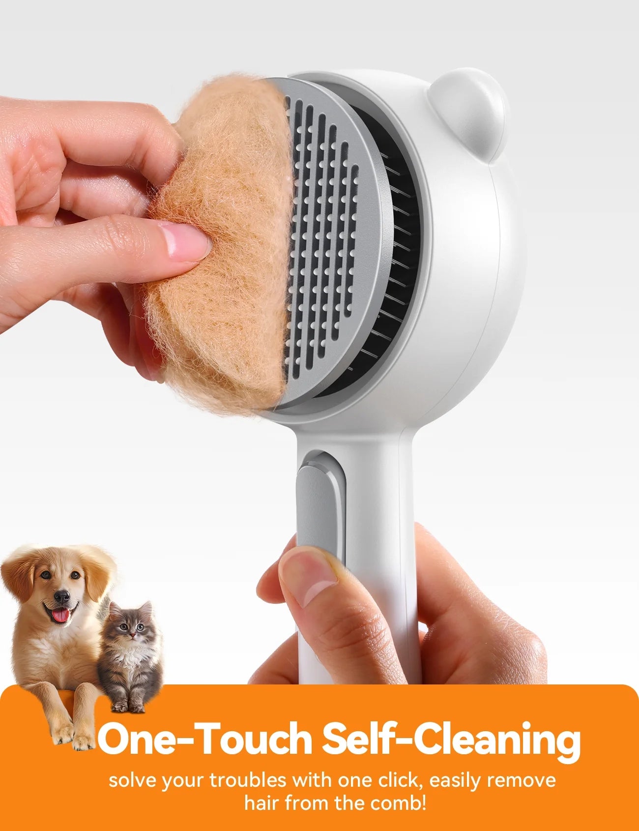 3 in 1 Cat Brush, Cat Steam Brush for Shedding & Grooming Tool, Self-Cleaning Slicker Brush for Indoor Cats, Pet Hair Removal Comb with Release Button for Long Short Haired Cats Dogs