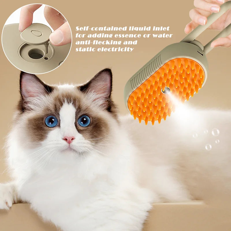 3-in-1 Pet Grooming Steam Brush for Cats and Dogs