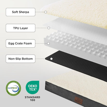 Dog Bed Medium Size Dog - Orthopedic Flat Puppy Beds with Removable Washable Cover, Egg Crate Foam Pet Mat, Suitable for Pet up to 35 Lbs