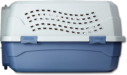 - 2-Door Top-Load Hard-Sided Dogs, Cats Pet Travel Carrier, Gray & Blue, 22.8"L X 15.0"W X 13.0"H