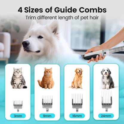 Dog Grooming Kit, 7 Grooming Tools, Pet Grooming Vacuum, Dog Clippers Kit, Low Noise, PG80PLUS