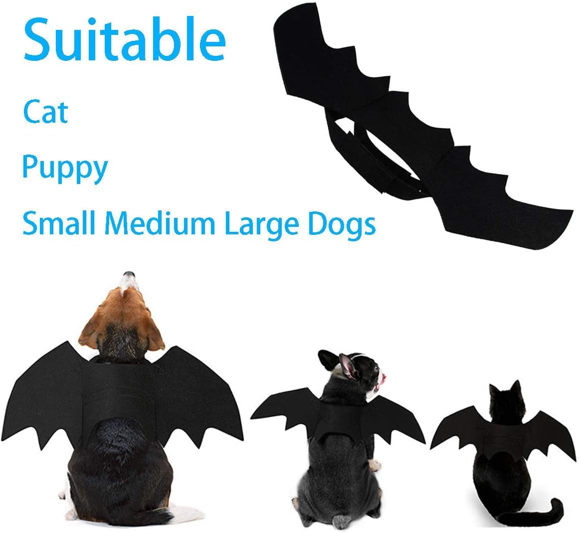 Halloween Bat Wings Pet Costume,Party Dress up Funny Cool Apparel,For Cat and Small Medium Large Dog(M)