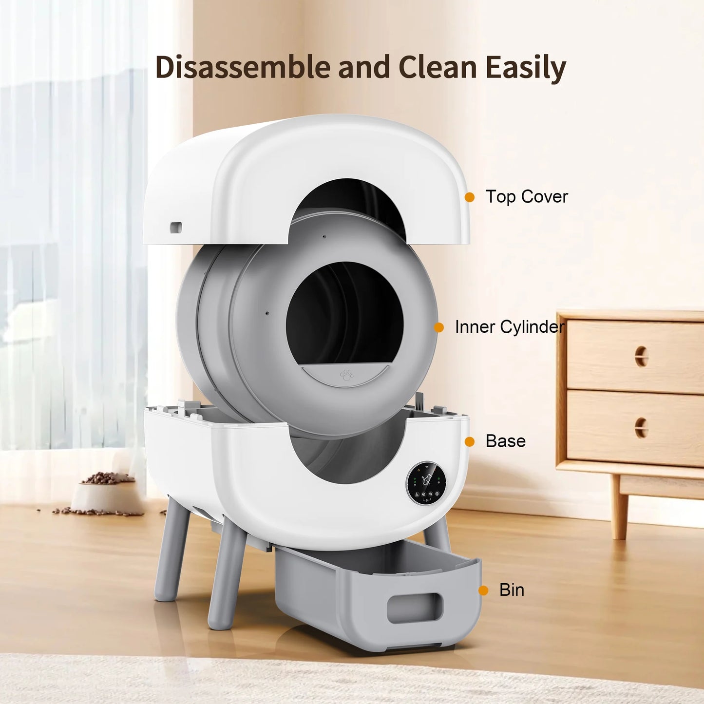 Self Cleaning Cat Litter Box Smart Automatic Litter Box with App Control, White