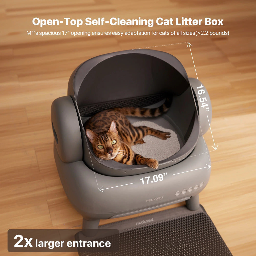 M1 plus Self-Cleaning Automatic Cat Litter Box with Sensor, 7.17L, Odor-Free Waste Disposal, Includes Trash Bags
