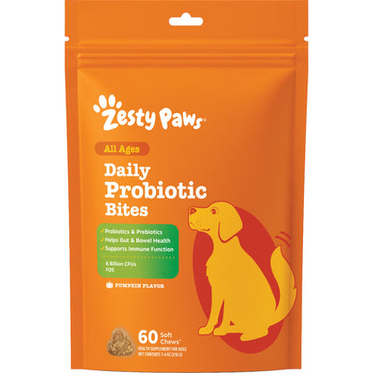 Probiotic Bites Pumpkin Flavor Dog Supplement, 60 Count