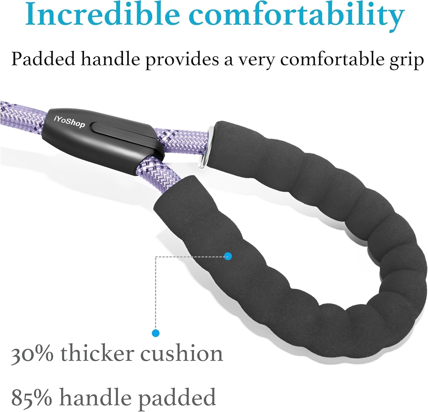 Durable Slip Lead Dog Leash with Padded Handle and Highly Reflective Threads, No Pull Dog Training Leash, (1/2" X 6 FT, Lavender)