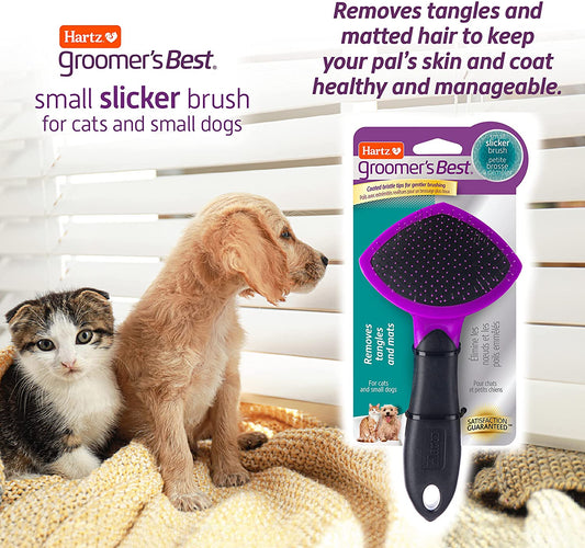 , Groomer'S Best Small Slicker Brush for Cats and Small Dogs, Black/Violet, 1 Count