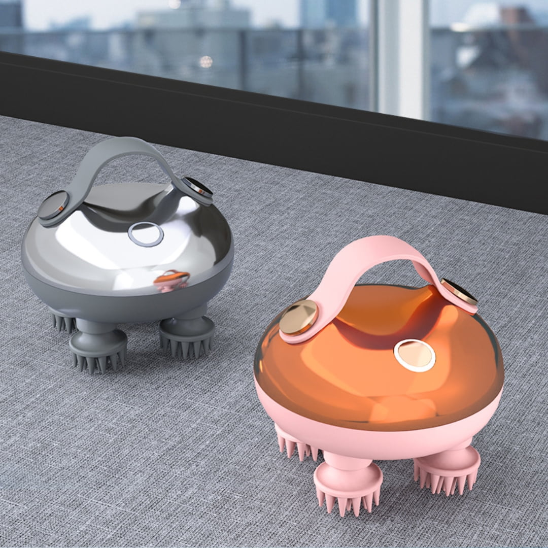 Electric Scalp Massager Rechargeable Head Massager Scalp Stress Relax with 8 Removable Massage Claws Cat Massager（Silver）