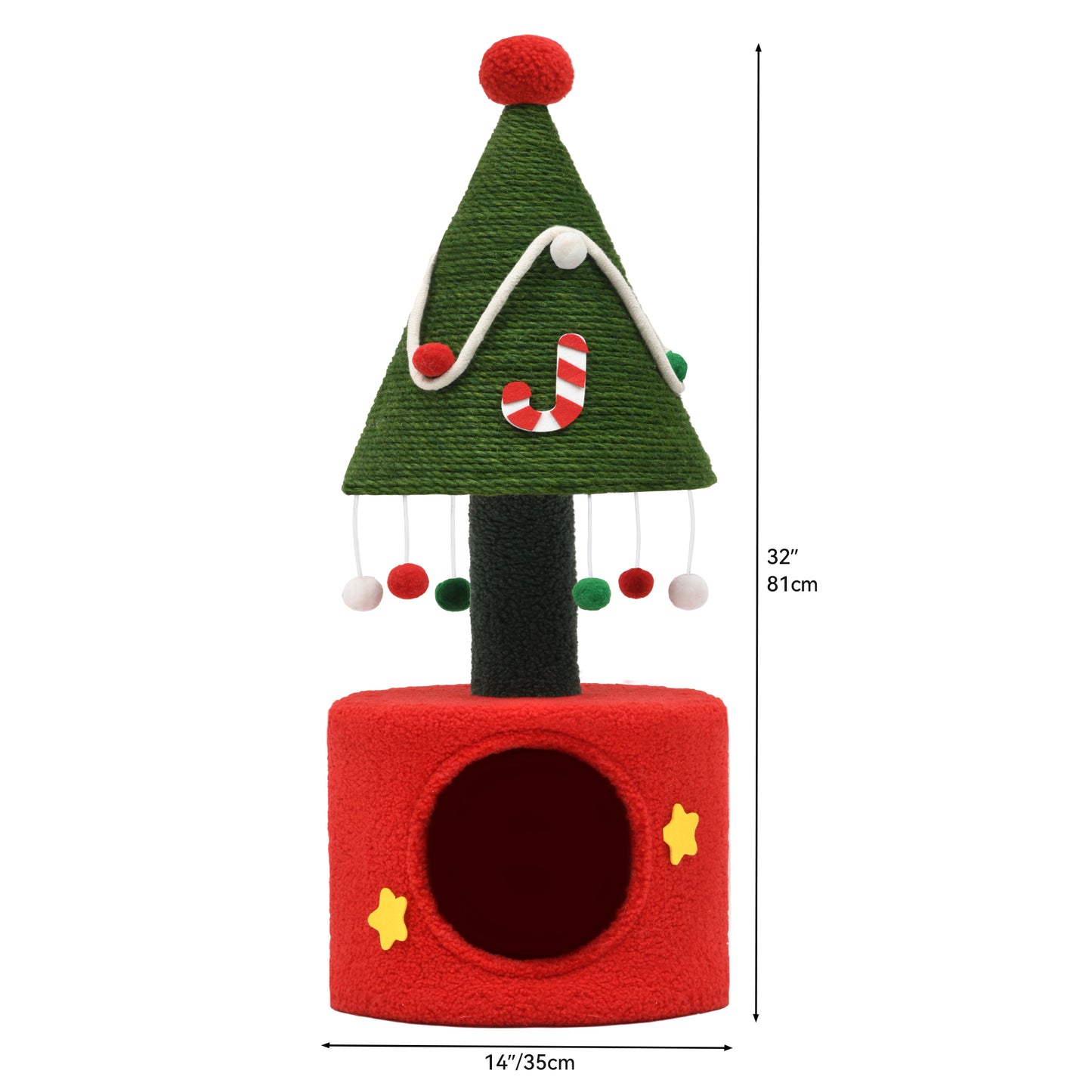 Christmas Cat Tree with Cat House Cat Tower for Indoor Cats with Cat Condos