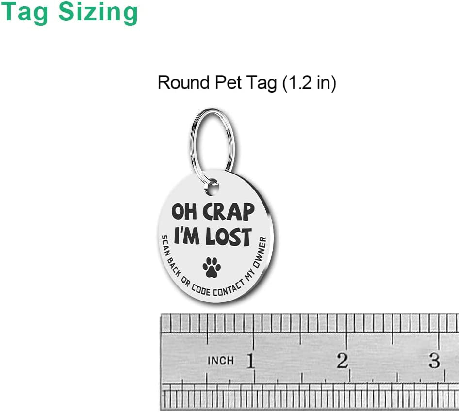 Stainless Steel QR Code Pet ID Tags Dog 