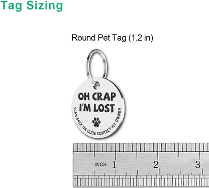 Stainless Steel QR Code Pet ID Tags Dog 