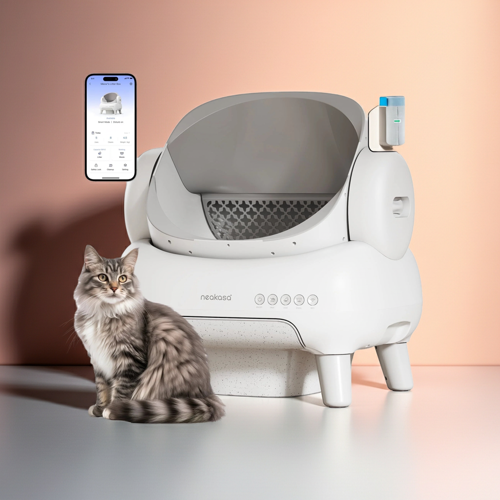 M1 Lite plus Self Cleaning Cat Litter Box, Open-Top Large Automatic Cat Litter Tray with APP Control,Odor-Free Waste Disposal,White