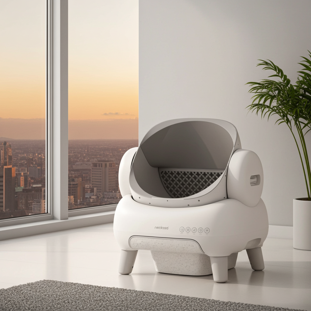 Neakasa M1 Lite Plus Self Cleaning Cat Litter Box, Open-Top Large Automatic Cat Litter Tray with APP Control,Odor-Free Waste Disposal,White