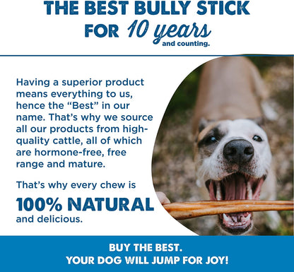 4 Inch All-Natural Bully Sticks for Dogs - 4” Fully Digestible, 100% Grass-Fed Beef, Grain and Rawhide Free | 8 Oz