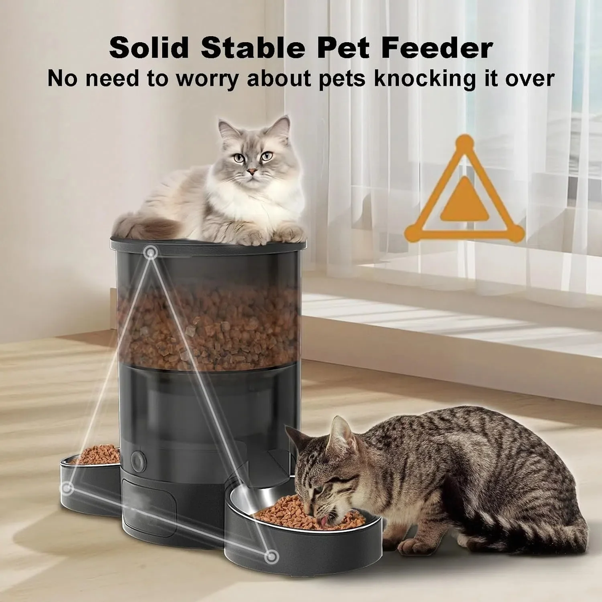 Eotvia Automatic Cat Feeder, Wifi Smart Food Dispenser with APP Control for Remote Feeding, Dual Power Supply, Timed Pet Feeder Programmable 1-10 Meals, 3L, Black
