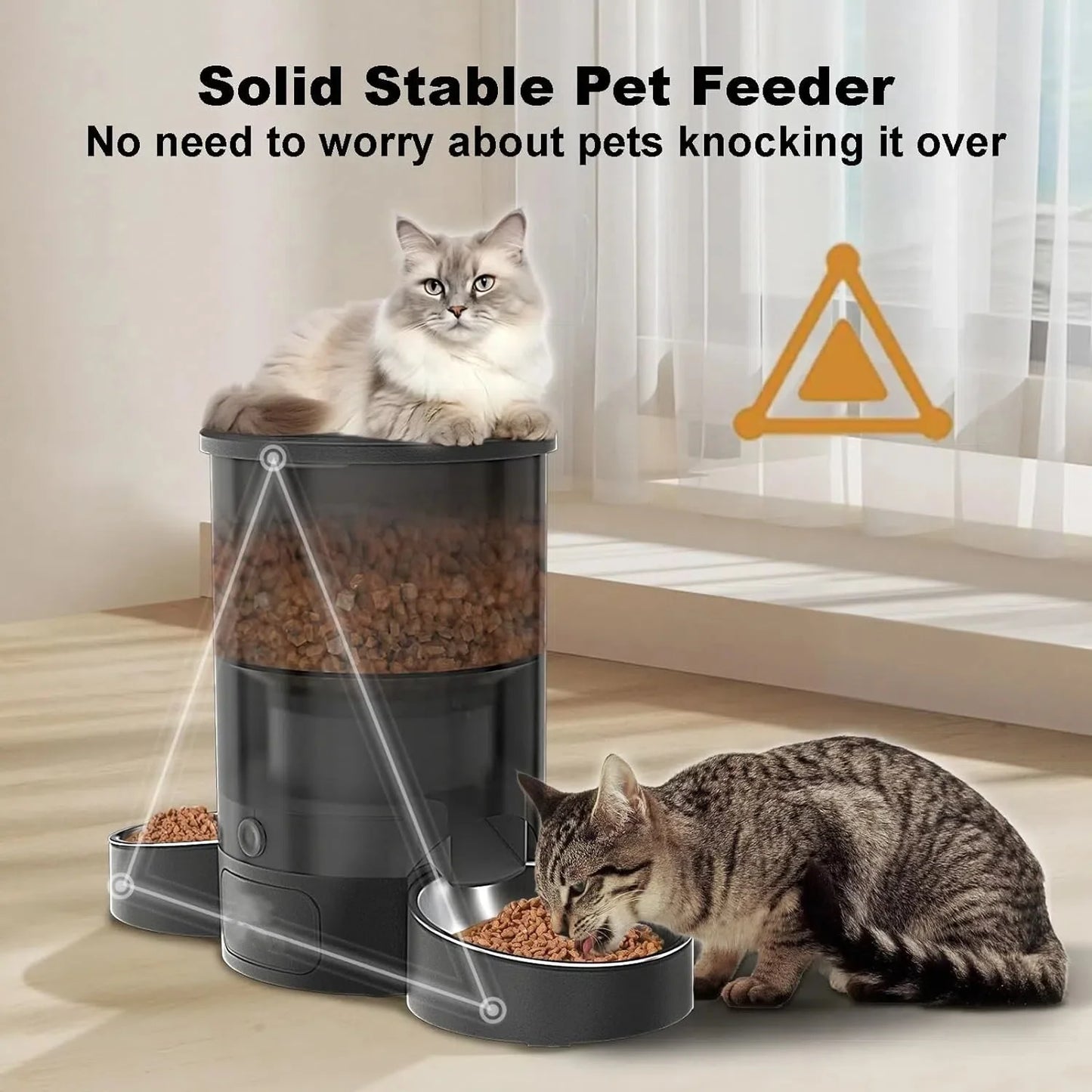 Eotvia Automatic Cat Feeder, Wifi Smart Food Dispenser with APP Control for Remote Feeding, Dual Power Supply, Timed Pet Feeder Programmable 1-10 Meals, 3L, Black