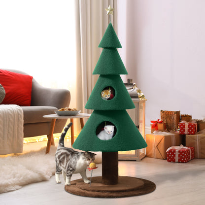 Christmas Cat Tree with Cat House Cat Tower for Indoor Cats with Cat Condos