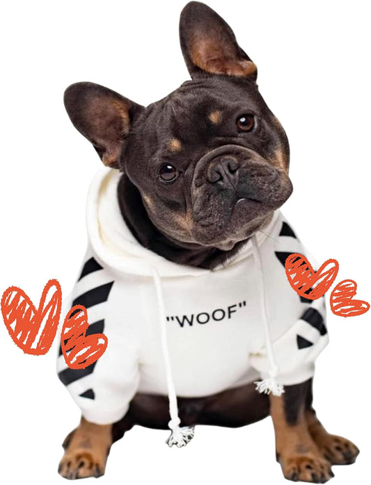 Stylish Dog Hoodie Dog Clothes Streetwear Cotton Sweatshirt Fashion Outfit for Dogs Cats Puppy Small Medium Large (2XL, White)