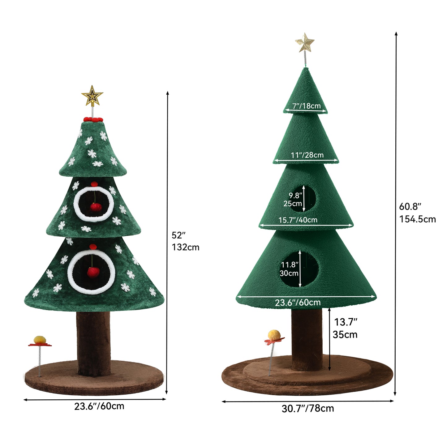 Christmas Cat Tree with Cat House Cat Tower for Indoor Cats with Cat Condos